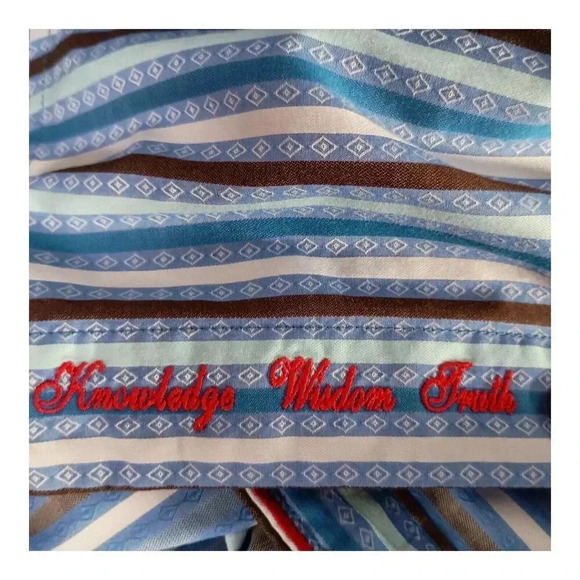 Robert Graham Embroidered Shirt Button Front Striped Diamond Men's XL - Picture 8 of 9